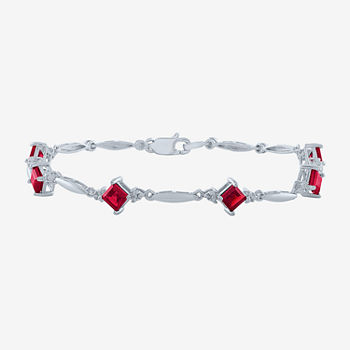 Lab Created Red Ruby Sterling Silver Tennis Bracelet
