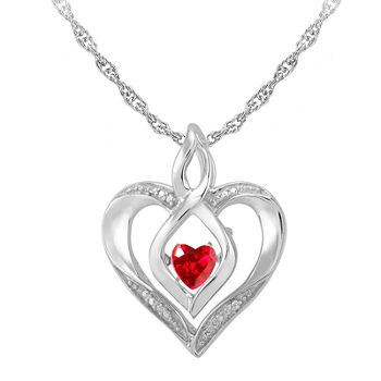 Love in Motion™ Lab-Created Ruby & Diamond-Accent Sterling Silver Heart Pendant Necklace