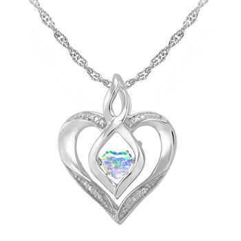 Love in Motion™ Lab-Created Opal and Diamond-Accent Heart Pendant Necklace
