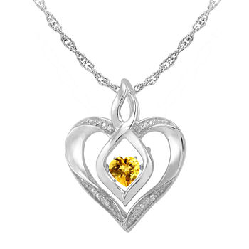 Love in Motion™ Genuine Citrine & Diamond-Accent Sterling Silver Heart Pendant