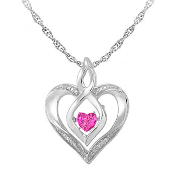 Love in Motion™ Lab-Created Pink Sapphire and Diamond-Accent Heart Pendant