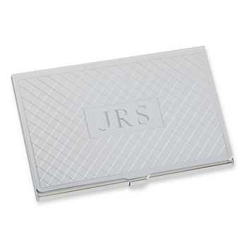 Personalized Card Case with Diagonal Grid Pattern