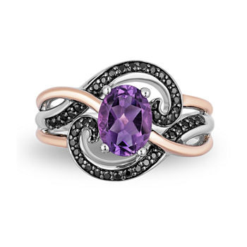 Enchanted Disney Fine Jewelry Villains Womens Genuine Purple Amethyst 14K Rose Gold Over Silver The Little Mermaid Ursula Cocktail Ring
