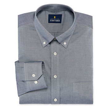 Stafford Executive Non-Iron Cotton Oxford Mens Button Down Collar Long Sleeve Stretch Dress Shirt