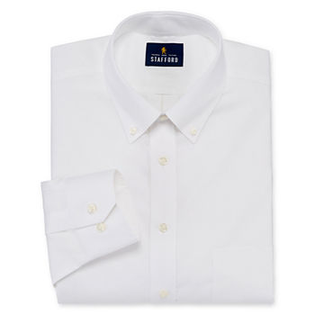 Stafford Mens Non-Iron Cotton Pinpoint Oxford Button Down Collar Stretch Big and Tall Dress Shirt