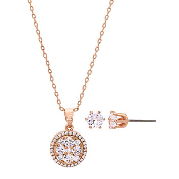 Sparkle Allure 2-pc. Cubic Zirconia 18K Rose Gold Over Brass Round Jewelry Set