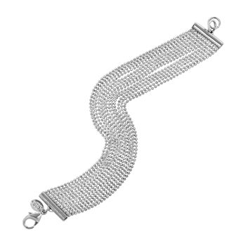 1928 Silver Tone 7.25 Inch Link Chain Bracelet