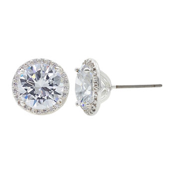 Sparkle Allure Cubic Zirconia Pure Silver Over Brass 20mm Stud Earrings