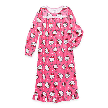 Little & Big Girls Hello Kitty Long Sleeve Round Neck Nightgown
