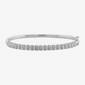 1/10 CT. T.W. Genuine White Diamond Sterling Silver Bangle Bracelet