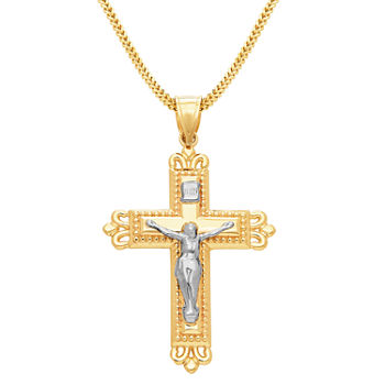 Crucifix Womens 10K Gold Cross Pendant Necklace