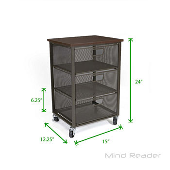 Mind Reader 3-Tier Metal Mesh Drawer Mobile Cart