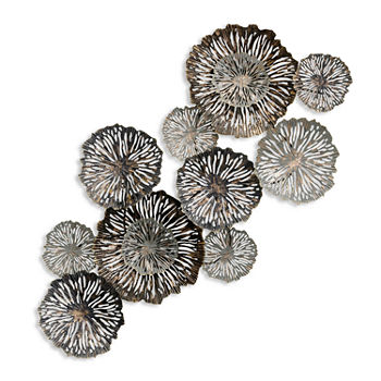 Stylecraft 53.5" W Silver Floral Floral Metal Wall Art