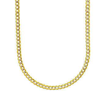 14K Two Tone 3.15 MM Diamond Cut Curb Necklace