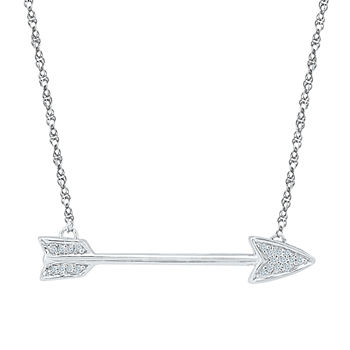Womens Diamond Accent Genuine White Diamond Sterling Silver Arrow Pendant Necklace