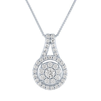 Womens 3/4 CT. T.W. Lab Grown White Diamond 10K White Gold Pendant Necklace