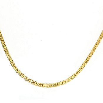 14K Yellow Gold Solid Byzantine 20 Inch Chain Necklace