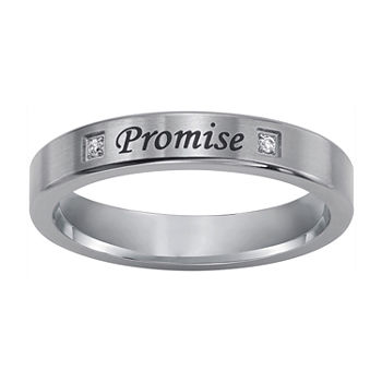 "Promise" Sterling Silver Ring w/ Diamond Accents