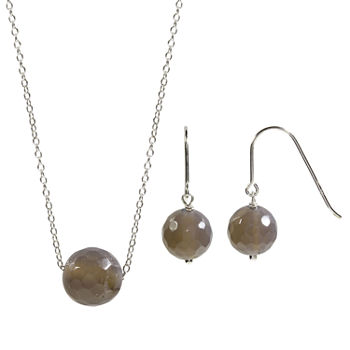 Genuine Gray Agate Sterling Silver 2-pc. Jewelry Set