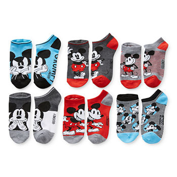 Little & Big Boys 6 Pair Mickey and Friends Mickey Mouse No Show Socks