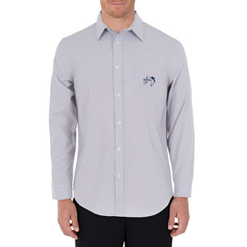 Guy Harvey Mens Moisture Wicking Regular Fit Long Sleeve Plaid Button-Down Shirt