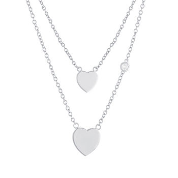 Sparkle Allure Mommy & Me 2-pc. Cubic Zirconia Pure Silver Over Brass Cable Heart Necklace Set