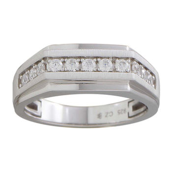 Mens 1/2 CT. T.W. Genuine White Diamond 10K White Gold Fashion Ring
