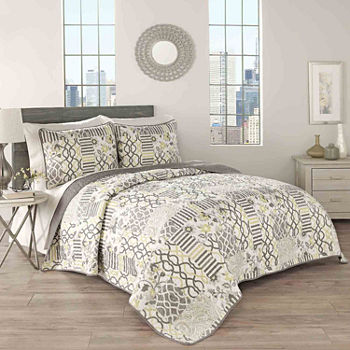 Waverly Traditions By Waverly Set In Spring 3pc Quilt Collection 3-pc. Geometric Quilt Set