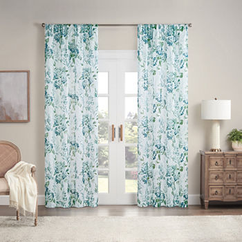 Waverly Blushing Bloom Sheer Rod Pocket Single Curtain Panel