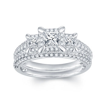 1⅓ CT. T.W. Diamond 14K White Gold 3-Stone Bridal Ring Set
