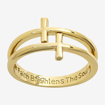 Sparkle Allure 14K Gold Over Brass Cross Band
