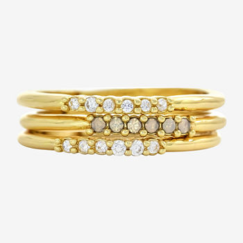 Sparkle Allure 3-pc. Cubic Zirconia 14K Gold Over Brass Ring Sets