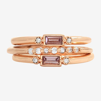 Sparkle Allure 3-pc. Cubic Zirconia 18K Rose Gold Over Brass Ring Sets