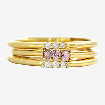 Sparkle Allure 3-pc. Cubic Zirconia 14K Gold Over Brass Ring Sets