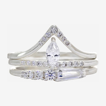Sparkle Allure 3-pc. Cubic Zirconia Pure Silver Over Brass Ring Sets