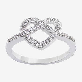 Sparkle Allure Cubic Zirconia Pure Silver Over Brass Heart Band