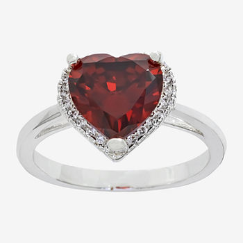 Sparkle Allure Crystal Pure Silver Over Brass Heart Halo Cocktail Ring