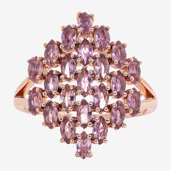Sparkle Allure Crystal 18K Rose Gold Over Brass Cocktail Ring