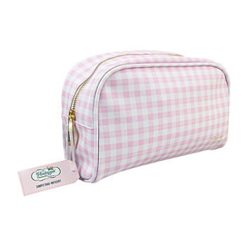 The Vintage Cosmeticf Company Large Oval Make-Up Bag Pink GingHam