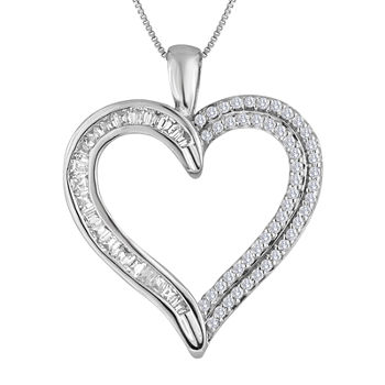 1/3 CT. T.W. Diamond 10K White Gold Heart Pendant Necklace