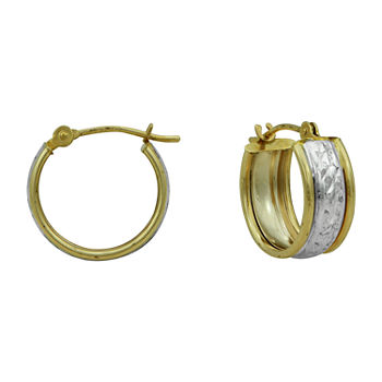 14K Two-Tone Gold 15mm Small Band Hoop Earrings