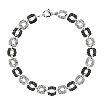 1/2 CT. T.W. White and Color-Enhanced Black Diamond Sterling Silver Bracelet