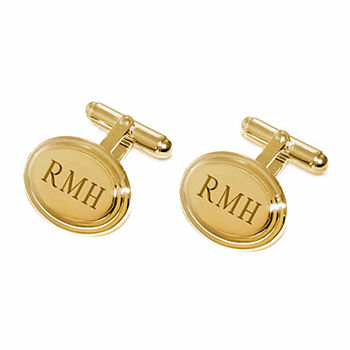 Personalized Stepped Oval Cuff Links