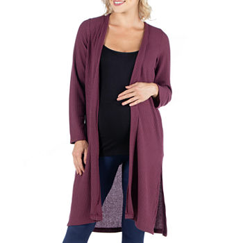 24/7 Comfort Apparel Maternity Womens Long Sleeve Open Front Cardigan