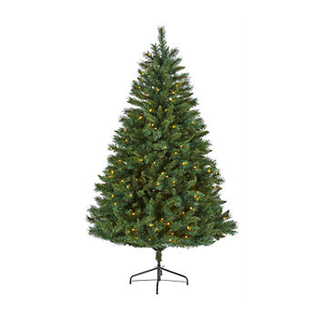 Nearly Natural 6 Foot Rocky Mountain Mixed Pine Artificial Christmas Tree With 300 Led Lights Pine Pre-Lit Christmas Tree