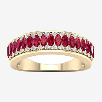 Lead Glass-Filled Red Ruby 10K Gold Band