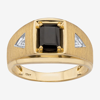Mens Genuine Black Onyx 10K Gold Fashion Ring