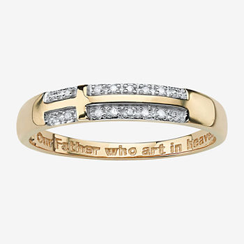 Lord'S Prayer Mens Diamond Accent Genuine White Diamond 14K Gold Over Silver Cross Fashion Ring