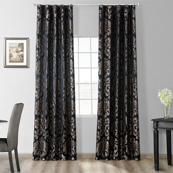 Exclusive Fabrics & Furnishing Astoria Designer Damask Energy Saving Light-Filtering Rod Pocket Single Curtain Panel