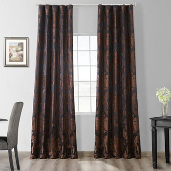Exclusive Fabrics & Furnishing Megdelena Designer Damask Energy Saving Light-Filtering Rod Pocket Single Curtain Panel